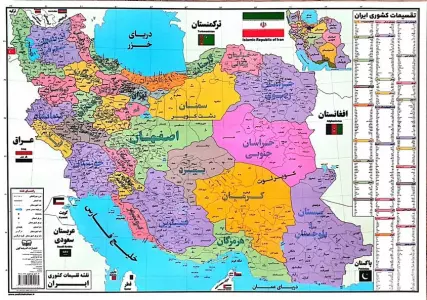 پوستر وایت بردی نقشه تقسیمات کشوری ایران A3 (گلاسه)