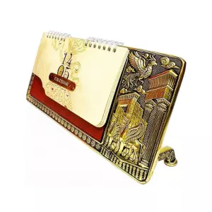 تقویم رومیزی پایه دار چرم و مس کد 5400