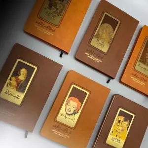 دفتر یادداشت خط دار (طرح METAL NOTEBOOK)،(چند طرح،چرم،لب طلایی)