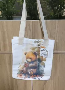 کیف پارچه ای 3 طرفه کاست 26*29 (طرح خرسی،کد 2218)