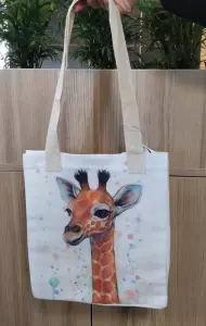 کیف پارچه ای 3 طرفه کاست 26*29 (طرح زرافه،کد 2215)