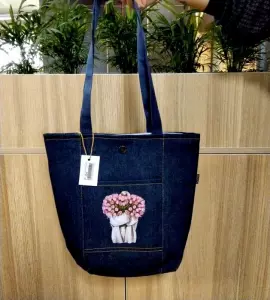 کیف پارچه ای جیب دار 35*38 جین جوی (کد F-04)